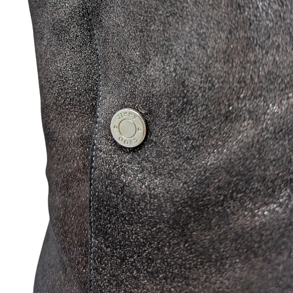 Jimmy Choo Dayno 85 Glitter Suede Ankle Boots Black Silver Snaps IT 37.5 US 7.5 - Picture 3 of 12